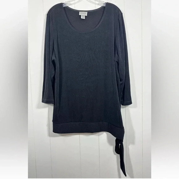 Chicos Top Slinky Blouse Waist Tie 3/4 Sleeve Stretch Sz 3/XL - Picture 1 of 6